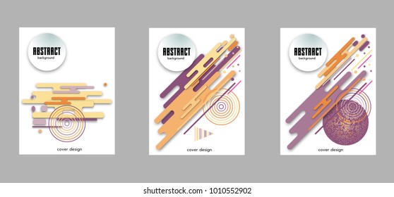 Covers templates set with bauhaus, memphis and hipster style graphic geometric elements. Applicable for placards, brochures, posters, covers and banners.