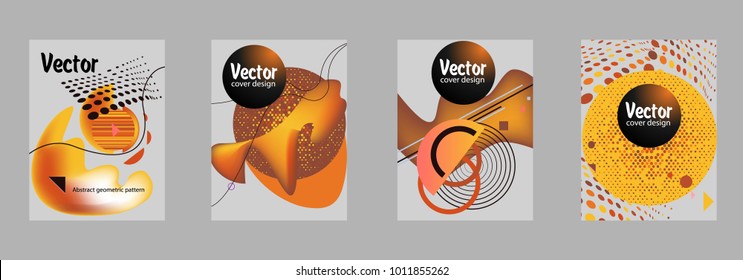 Covers templates set with bauhaus, memphis and hipster style graphic geometric elements. Applicable for placards, brochures, posters, covers and banners.

