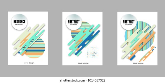 Covers templates set with bauhaus, memphis and hipster style graphic geometric elements. Applicable for placards, brochures, posters, covers and banners.