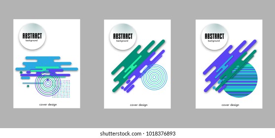 Covers templates set with bauhaus, memphis and hipster style graphic geometric elements. Applicable for placards, brochures, posters, covers and banners.