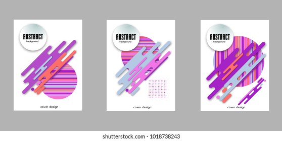 Covers templates set with bauhaus, memphis and hipster style graphic geometric elements. Applicable for placards, brochures, posters, covers and banners.
