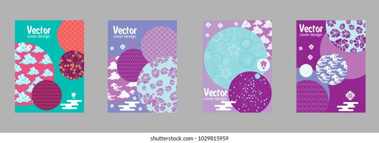 Covers templates set with bauhaus, memphis and hipster style graphic geometric elements. Applicable for placards, brochures, posters, covers and banners.