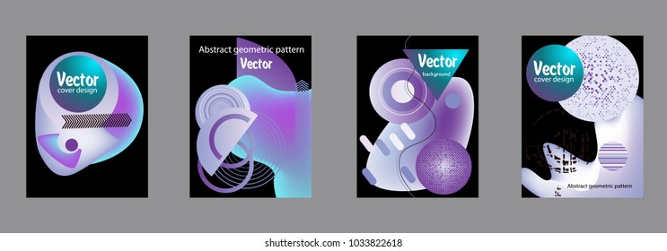 Covers templates set with bauhaus, memphis and hipster style graphic geometric elements. Applicable for placards, brochures, posters, covers and banners.