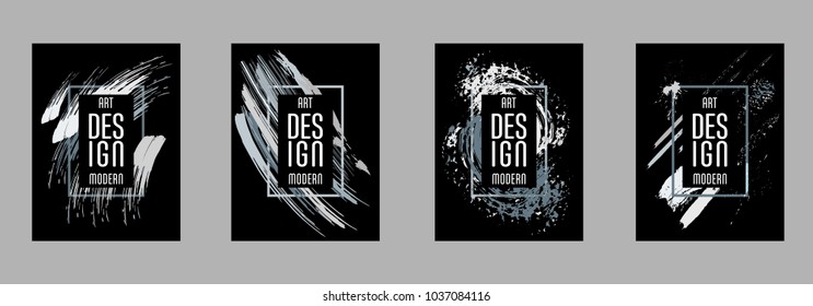 Covers templates set with bauhaus, memphis and hipster style graphic geometric elements. Applicable for placards, brochures, posters, covers and banners.