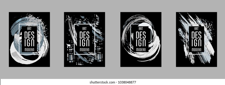 Covers templates set with bauhaus, memphis and hipster style graphic geometric elements. Applicable for placards, brochures, posters, covers and banners.