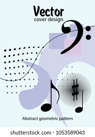 Covers templates set with bauhaus, memphis and hipster style graphic geometric elements and music notes. Applicable for placards, brochures, posters, covers and banners.