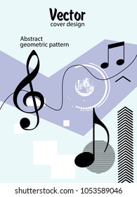 Covers templates set with bauhaus, memphis and hipster style graphic geometric elements and music notes. Applicable for placards, brochures, posters, covers and banners.