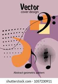 Covers templates set with bauhaus, memphis and hipster style graphic geometric elements and music notes. Applicable for placards, brochures, posters, covers and banners.
