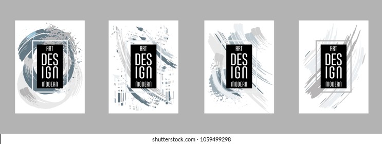 Covers templates set with bauhaus, memphis and hipster style graphic geometric elements. Applicable for placards, brochures, posters, covers and banners.