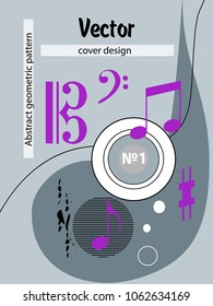 Covers templates set with bauhaus, memphis and hipster style graphic geometric elements and music notes. Applicable for placards, brochures, posters, covers and banners.