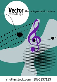 Covers templates set with bauhaus, memphis and hipster style graphic geometric elements and music notes. Applicable for placards, brochures, posters, covers and banners.