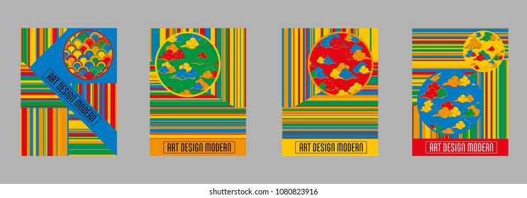 Covers templates set with bauhaus, memphis and hipster style graphic geometric elements. Applicable for placards, brochures, posters, covers and banners.
