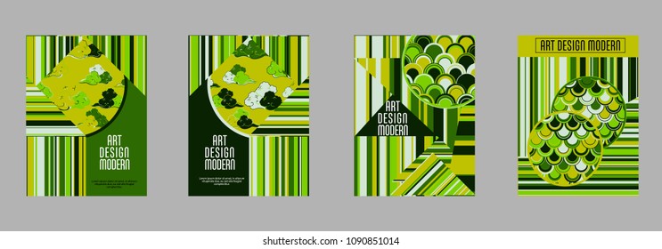 Covers templates set with bauhaus, memphis and hipster style graphic geometric elements and music notes. Applicable for placards, brochures, posters, covers and banners.