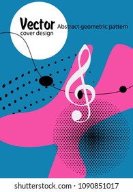 Covers templates set with bauhaus, memphis and hipster style graphic geometric elements and music notes. Applicable for placards, brochures, posters, covers and banners.