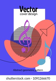 Covers templates set with bauhaus, memphis and hipster style graphic geometric elements and music notes. Applicable for placards, brochures, posters, covers and banners.