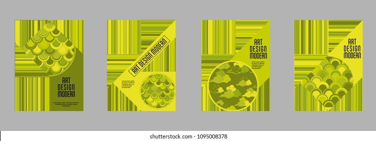 Covers templates set with bauhaus, memphis and hipster style graphic geometric elements. Applicable for placards, brochures, posters, covers and banners.