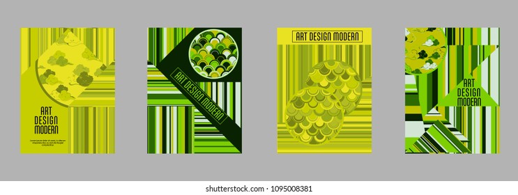 Covers templates set with bauhaus, memphis and hipster style graphic geometric elements. Applicable for placards, brochures, posters, covers and banners.