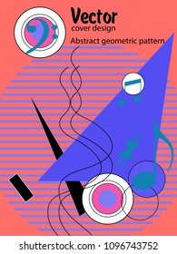 Covers templates set with bauhaus, memphis and hipster style graphic geometric elements. Applicable for placards, brochures, posters, covers and banners.
