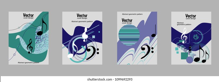 Covers templates set with bauhaus, memphis and hipster style graphic geometric elements. Applicable for placards, brochures, posters, covers and banners.