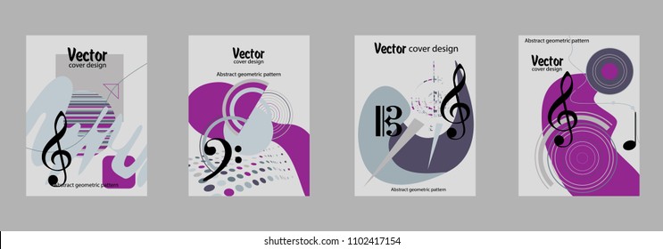 Covers templates set with bauhaus, memphis and hipster style graphic geometric elements. Applicable for placards, brochures, posters, covers and banners.