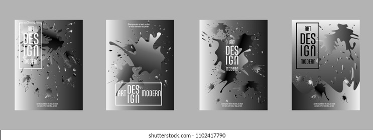 Covers templates set with bauhaus, memphis and hipster style graphic geometric elements. Applicable for placards, brochures, posters, covers and banners.