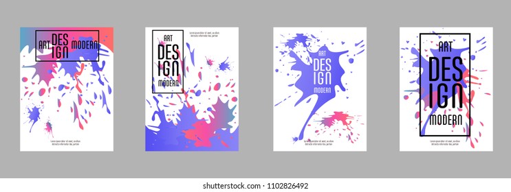 Covers templates set with bauhaus, memphis and hipster style graphic geometric elements. Applicable for placards, brochures, posters, covers and banners.