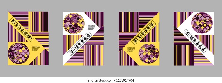Covers templates set with bauhaus, memphis and hipster style graphic geometric elements. Applicable for placards, brochures, posters, covers and banners.