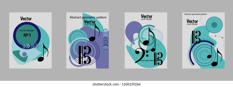 Covers templates set with bauhaus, memphis and hipster style graphic geometric elements. Applicable for placards, brochures, posters, covers and banners.
