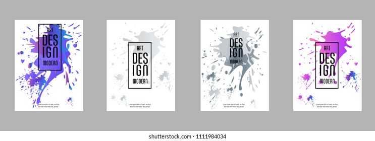 Covers templates set with bauhaus, memphis and hipster style graphic geometric elements. Applicable for placards, brochures, posters, covers and banners.