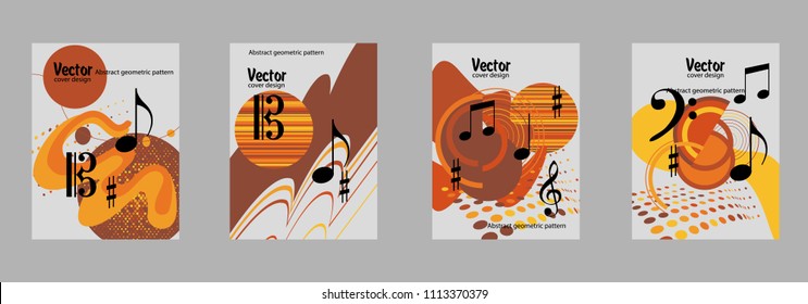 Covers templates set with bauhaus, memphis and hipster style graphic geometric elements. Applicable for placards, brochures, posters, covers and banners.