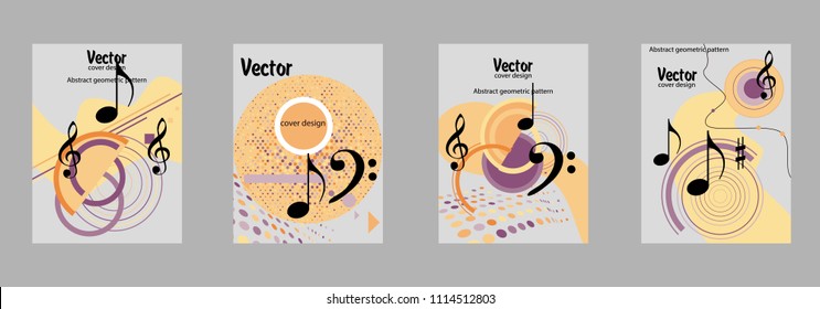 Covers templates set with bauhaus, memphis and hipster style graphic geometric elements. Applicable for placards, brochures, posters, covers and banners.