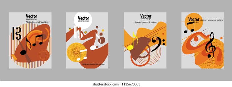 Covers templates set with bauhaus, memphis and hipster style graphic geometric elements. Applicable for placards, brochures, posters, covers and banners.