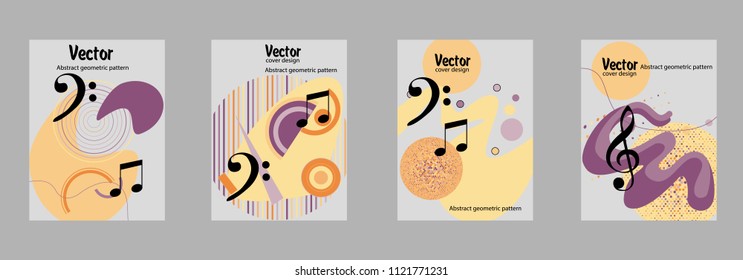Covers templates set with bauhaus, memphis and hipster style graphic geometric elements. Applicable for placards, brochures, posters, covers and banners.