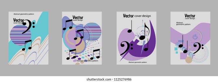 Covers templates set with bauhaus, memphis and hipster style graphic geometric elements. Applicable for placards, brochures, posters, covers and banners.