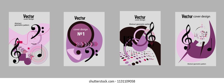 Covers templates set with bauhaus, memphis and hipster style graphic geometric elements. Applicable for placards, brochures, posters, covers and banners.