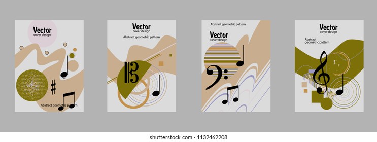 Covers templates set with bauhaus, memphis and hipster style graphic geometric elements. Applicable for placards, brochures, posters, covers and banners.