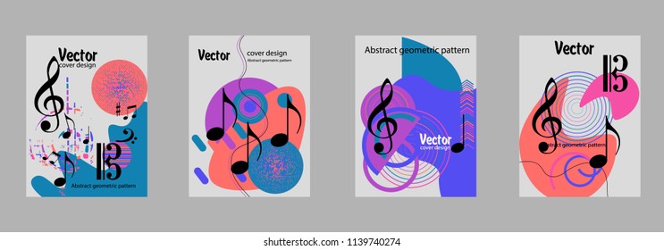 Covers templates set with bauhaus, memphis and hipster style graphic geometric elements. Applicable for placards, brochures, posters, covers and banners.