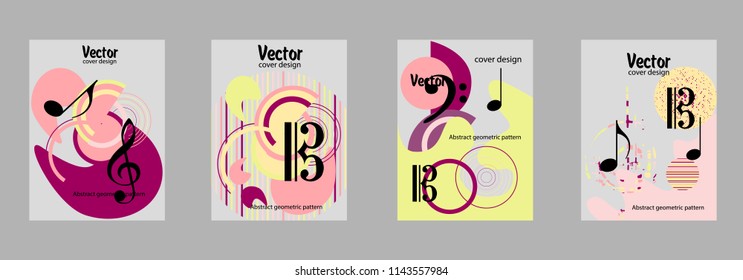Covers templates set with bauhaus, memphis and hipster style graphic geometric elements. Applicable for placards, brochures, posters, covers and banners.