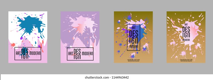 Covers templates set with bauhaus, memphis and hipster style graphic geometric elements. Applicable for placards, brochures, posters, covers and banners.