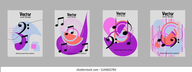 Covers templates set with bauhaus, memphis and hipster style graphic geometric elements. Applicable for placards, brochures, posters, covers and banners.