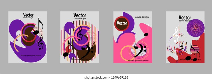 Covers templates set with bauhaus, memphis and hipster style graphic geometric elements. Applicable for placards, brochures, posters, covers and banners.