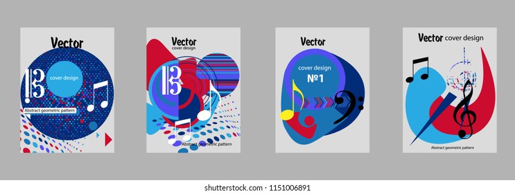 Covers templates set with bauhaus, memphis and hipster style graphic geometric elements. Applicable for placards, brochures, posters, covers and banners.