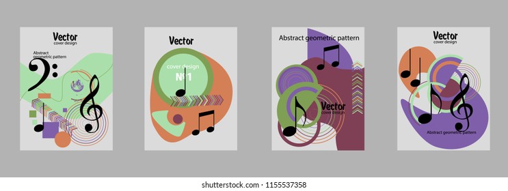 Covers templates set with bauhaus, memphis and hipster style graphic geometric elements. Applicable for placards, brochures, posters, covers and banners.