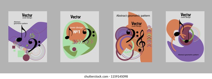 Covers templates set with bauhaus, memphis and hipster style graphic geometric elements. Applicable for placards, brochures, posters, covers and banners.