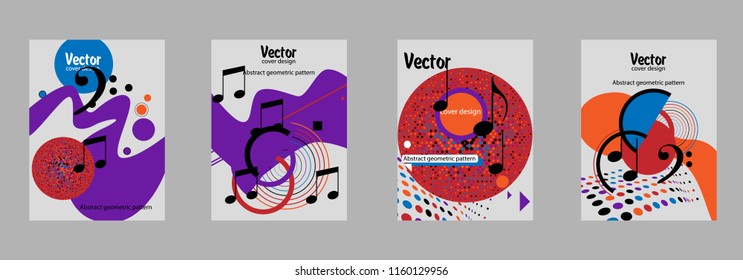 Covers templates set with bauhaus, memphis and hipster style graphic geometric elements. Applicable for placards, brochures, posters, covers and banners.
