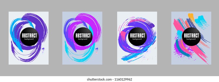 Covers templates set with bauhaus, memphis and hipster style graphic geometric elements. Applicable for placards, brochures, posters, covers and banners.
