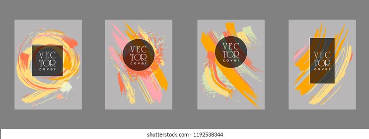 Covers templates set with bauhaus, memphis and hipster style graphic geometric elements. Applicable for placards, brochures, posters, covers and banners.