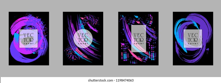 Covers templates set with bauhaus, memphis and hipster style graphic geometric elements. Applicable for placards, brochures, posters, covers and banners.