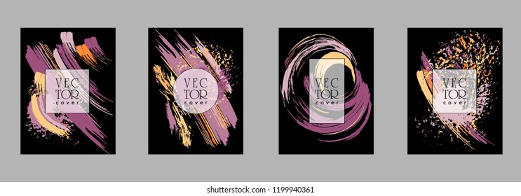 Covers templates set with bauhaus, memphis and hipster style graphic geometric elements. Applicable for placards, brochures, posters, covers and banners.