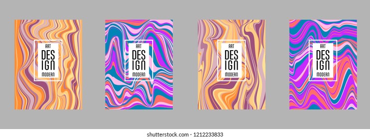 Covers templates set with bauhaus, memphis and hipster style graphic geometric elements. Applicable for placards, brochures, posters, covers and banners.